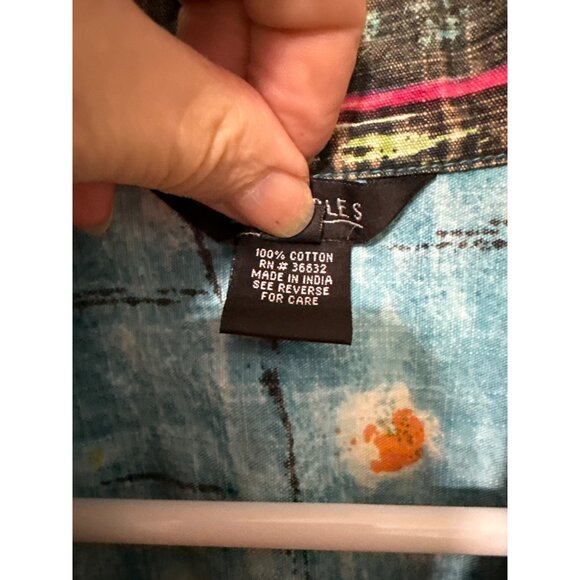 Multiples Cotton Jacket with Multi Color and Sequins Shell Buttons Size L - Picture 3 of 7